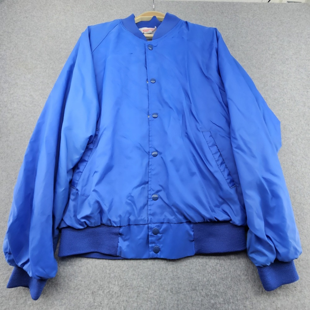 VINTAGE Hartwell  Jacket L‎ 80's Bomber USA Made Blue Snap Button